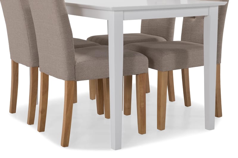 MELROSE Matbord + 4 STILO Stol Vit/Beige/Ek - Matgrupp & matbord med stolar