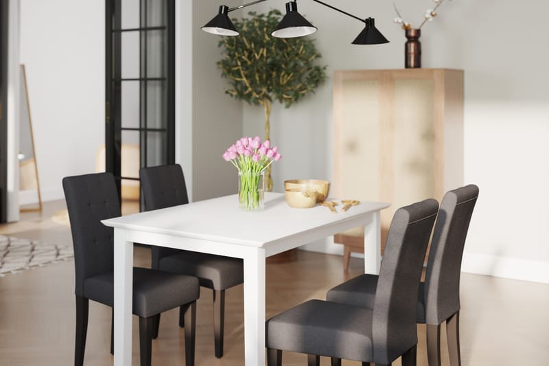MELROSE Matbord + 4 STILO Stol Vit/Mörkgrå - Matgrupp & matbord med stolar