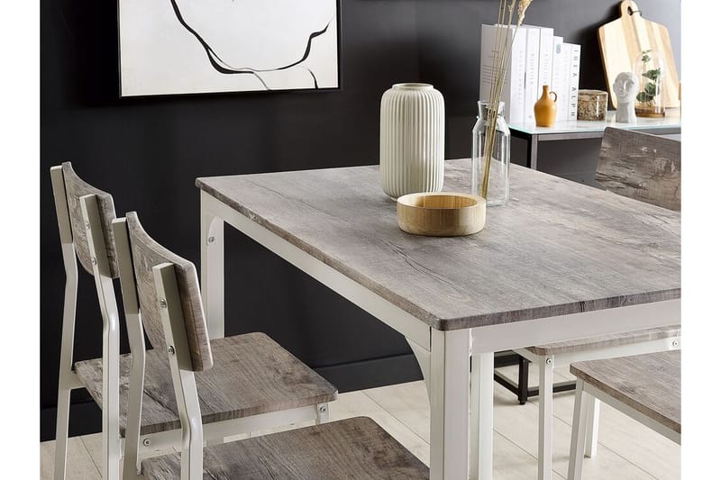 MENOKEN Matbord 110 cm Grå/Vit Inkl 4 Stolar - Möbler - Matplats - Matgrupp & matbord med stolar
