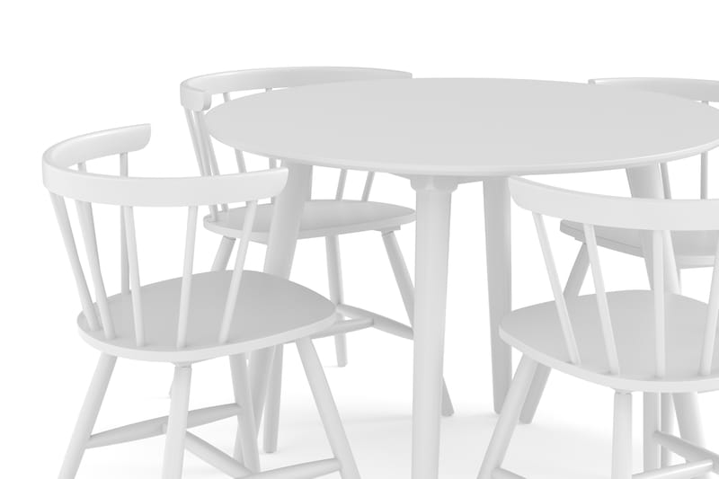 MIOVENI Bord 106 cm Rund + 4 VARISA Stolar Vit - Matgrupp & matbord med stolar