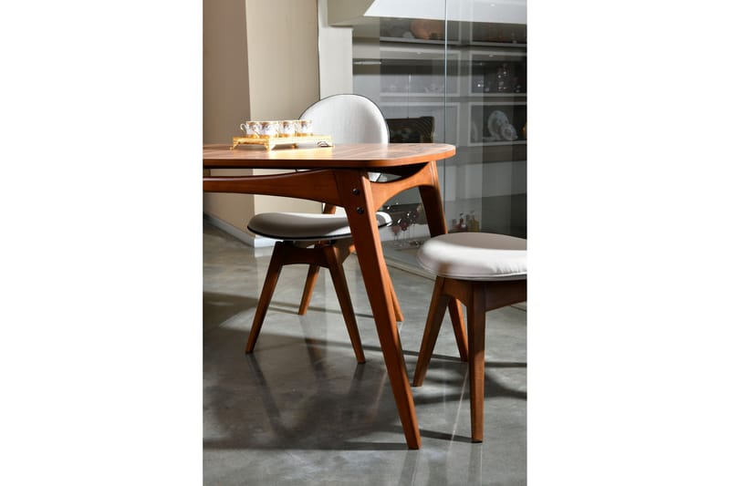 MITJA Matgrupp 160 cm Valnöt/Cream + 4 matstolar - Matgrupp & matbord med stolar