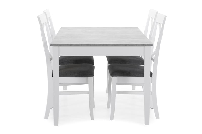 MORGAN Matbord 140 Ljusgrå/Vit + 4 HAILEY Stol Vit - Matgrupp & matbord med stolar