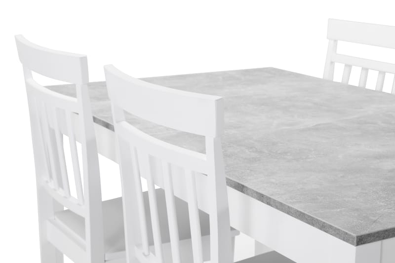 MORGAN Matbord 140 Ljusgrå/Vit + 4 IPON Stol Vit - Matgrupp & matbord med stolar