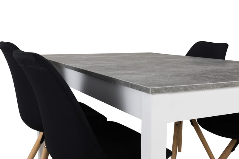 MORGAN Matbord 140 Ljusgrå/Vit + 4 MARION Stol Mörkgrå - Matgrupp & matbord med stolar