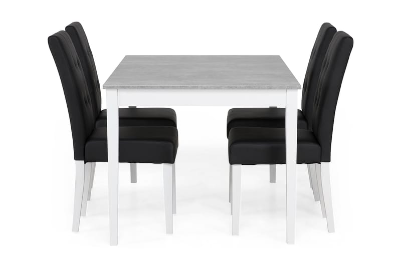 MORGAN Matbord 140 Ljusgrå/Vit + 4 STILO Stol Svart - Matgrupp & matbord med stolar