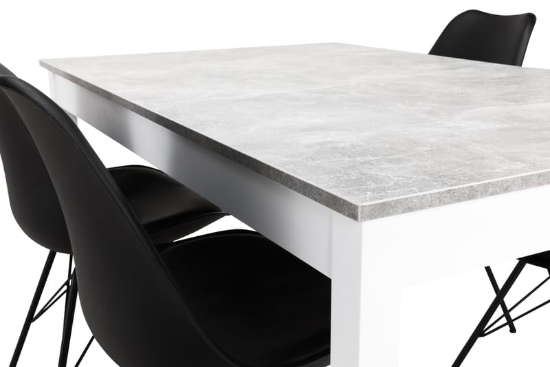 MORGAN Matbord 140 Ljusgrå/Vit + 4 ZENIT Stol Svart - Matgrupp & matbord med stolar