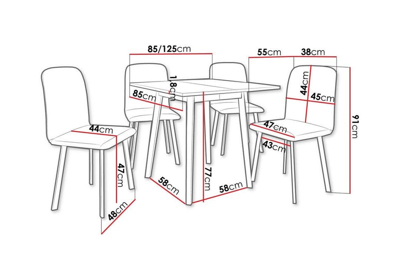 Narberth Matgrupp Grå/Svart - Möbler - Matplats - Matgrupp & matbord med stolar
