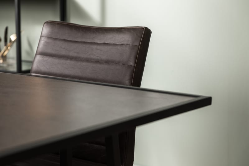 NEVA Bord + 6 HENRY Stol Svart/PU/Vintage Mörkbrun - Matgrupp & matbord med stolar
