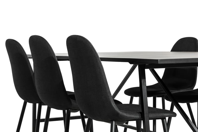 NEVA Bord + 6 NIKOLAS Stol Brun/Svart - Matgrupp & matbord med stolar