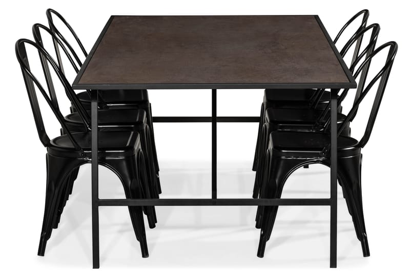 NEVA Bord + 6 TAMI Stol Svart/Brun - Matgrupp & matbord med stolar