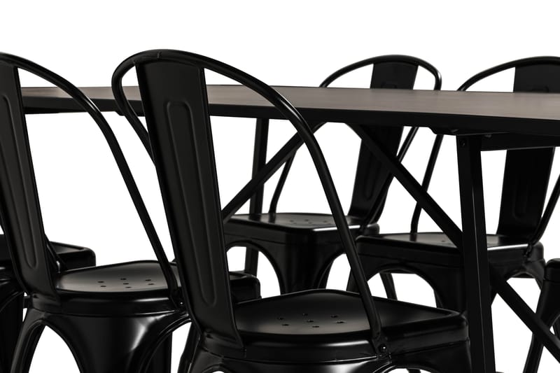 NEVA Bord + 6 TAMI Stol Svart/Brun - Matgrupp & matbord med stolar