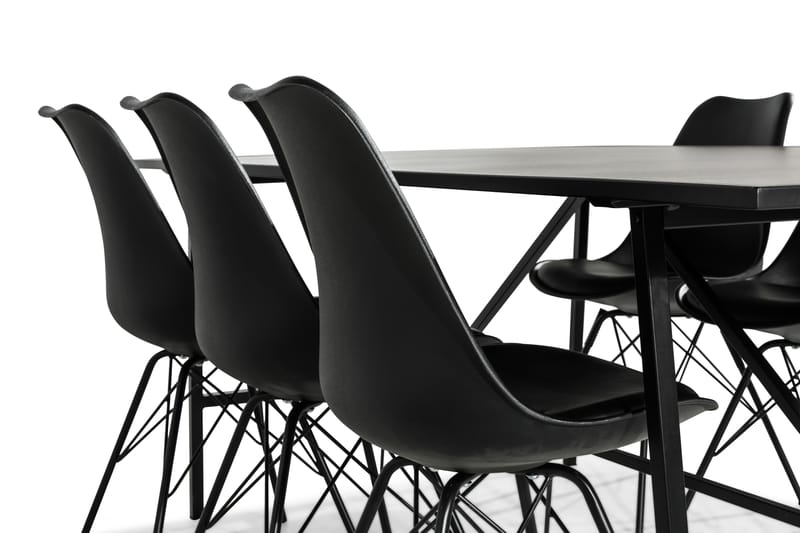 NEVA Bord + 6 ZENIT Stol Brun/Svart/PU - Matgrupp & matbord med stolar
