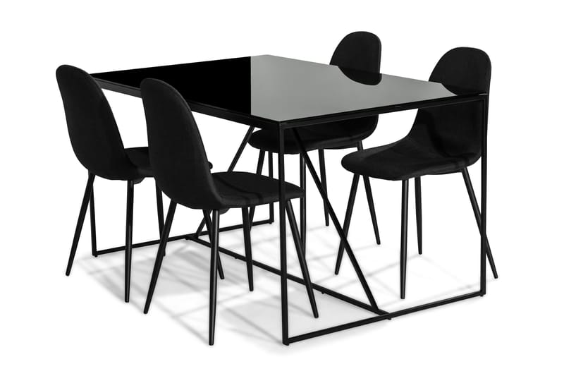 NIJOU Bord + 4 NIKOLAS Stol Svart - Matgrupp & matbord med stolar