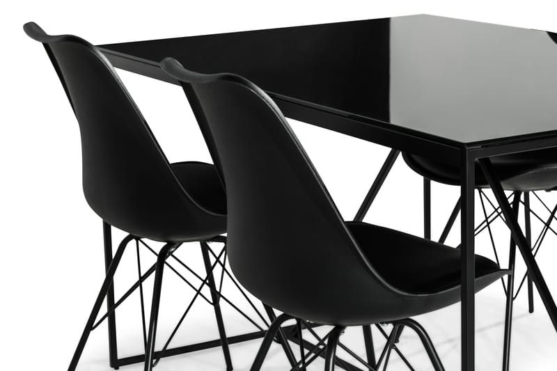 NIJOU Bord + 4 ZENIT Stol Svart - Matgrupp & matbord med stolar