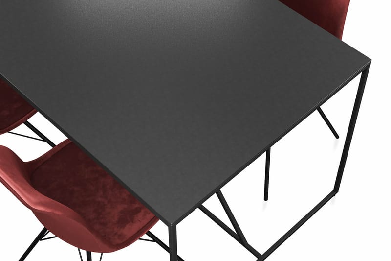 NIJOU Matbord 140 cm Med 4 st Shell Matstol Sammet - Matgrupp & matbord med stolar