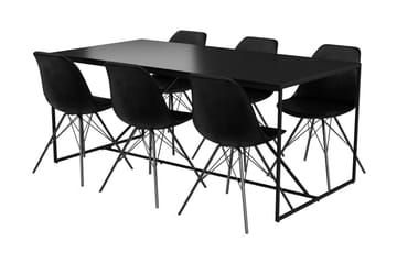 NIJOU Matbord 180 cm Med 6 st Shell Matstol Sammet - Möbler - Matplats - Matgrupp & matbord med stolar