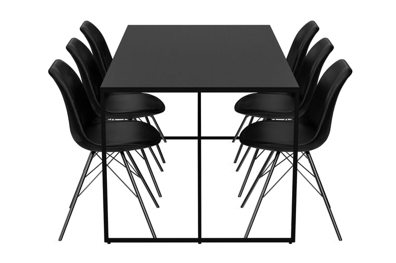 NIJOU Matbord 180 cm Med 6 st Shell Matstol Sammet - Matgrupp & matbord med stolar