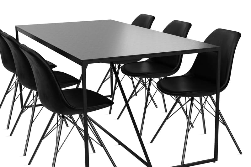 NIJOU Matbord 180 cm Med 6 st Shell Matstol Sammet - Matgrupp & matbord med stolar