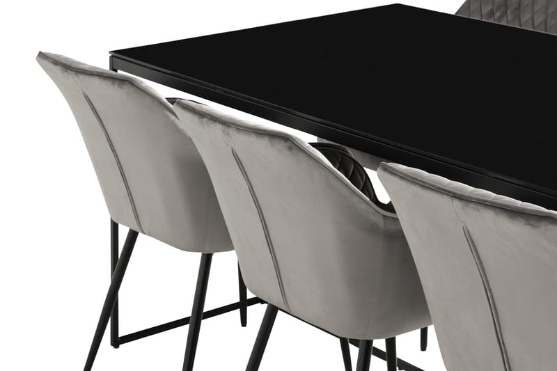 NIJOU Matbord 180 cm Svart + 6 TOFTINGE Karmstolar Grå/Svart - Matgrupp & matbord med stolar
