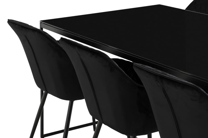 NIJOU Matbord 180 cm Svart + 6 TOFTINGE Karmstolar Svart - Matgrupp & matbord med stolar