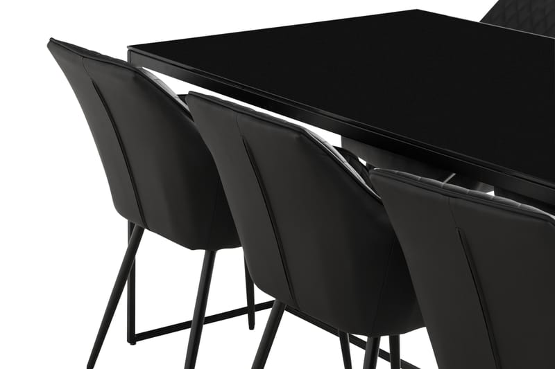 NIJOU Matbord 180 cm Svart + 6 TOFTINGE Karmstolar Svart - Matgrupp & matbord med stolar