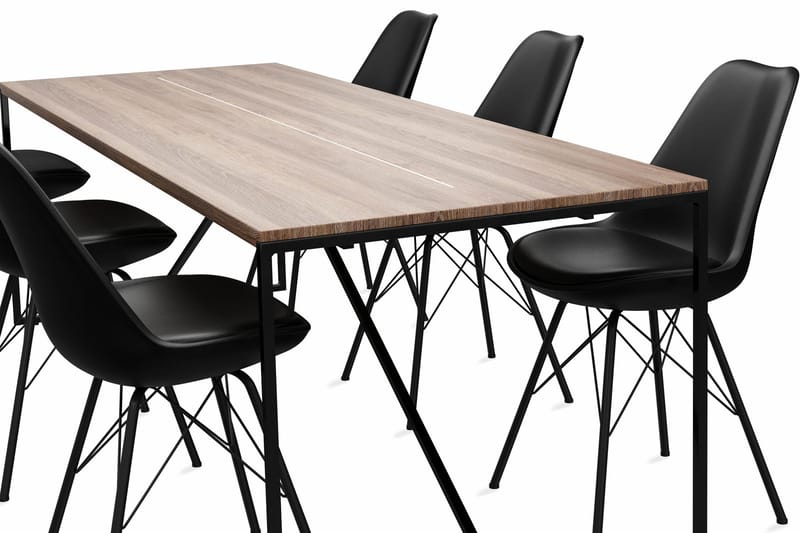 NIJOU Matbord 240 cm Med 8 st ZENIT Matstol Konstläder - Matgrupp & matbord med stolar