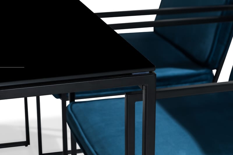 NIJOU Matbord + 4 Stolar Blå/Svart - Matgrupp & matbord med stolar