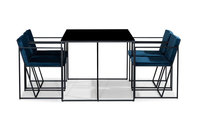 NIJOU Matbord + 4 Stolar Blå/Svart - Matgrupp & matbord med stolar
