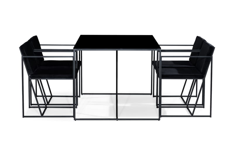 NIJOU Matbord + 4 Stolar Svart - Matgrupp & matbord med stolar