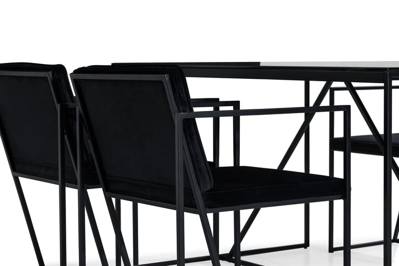 NIJOU Matbord + 4 Stolar Svart - Matgrupp & matbord med stolar