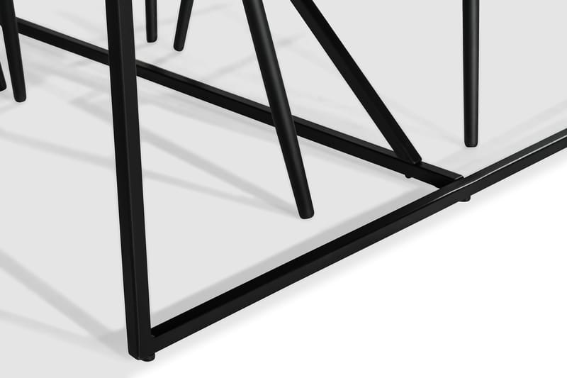 NIJOU Matbord + 6 SANDRO Stol Sammet Grå/Svart/Glas/Metall - Matgrupp & matbord med stolar