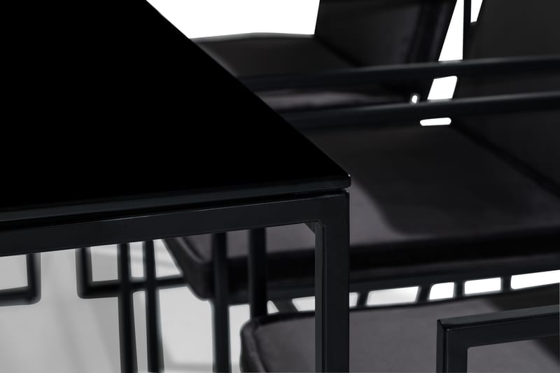 NIJOU Matbord + 6 Stolar Vit/Grå/Glas/Metall - Matgrupp & matbord med stolar