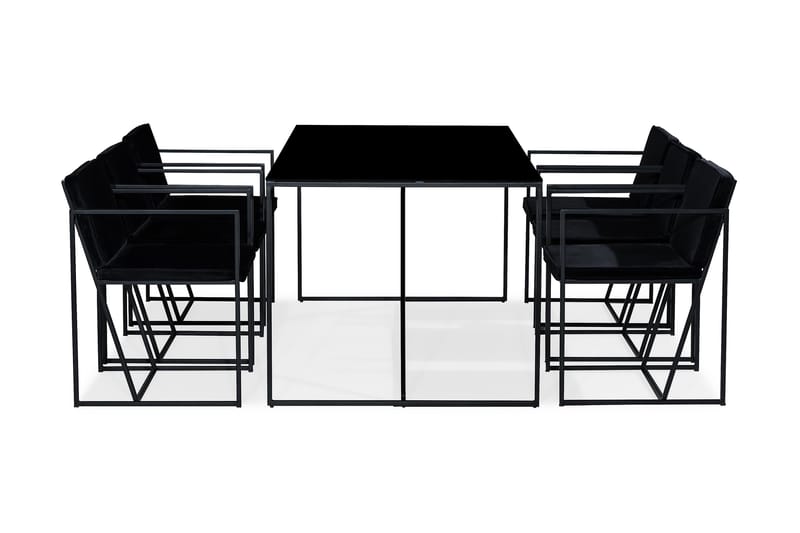NIJOU Matbord + 6 Stolar Vit/Svart/Glas/Metall - Matgrupp & matbord med stolar