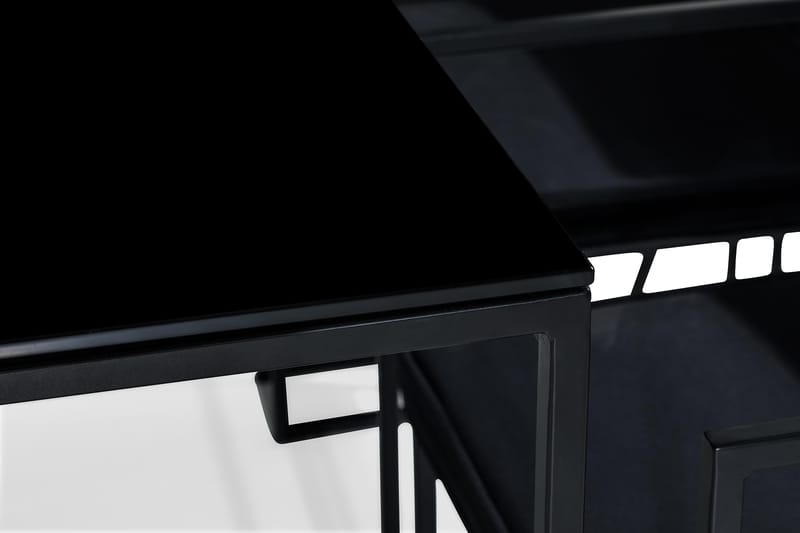 NIJOU Matbord + 6 Stolar Vit/Svart/Glas/Metall - Matgrupp & matbord med stolar