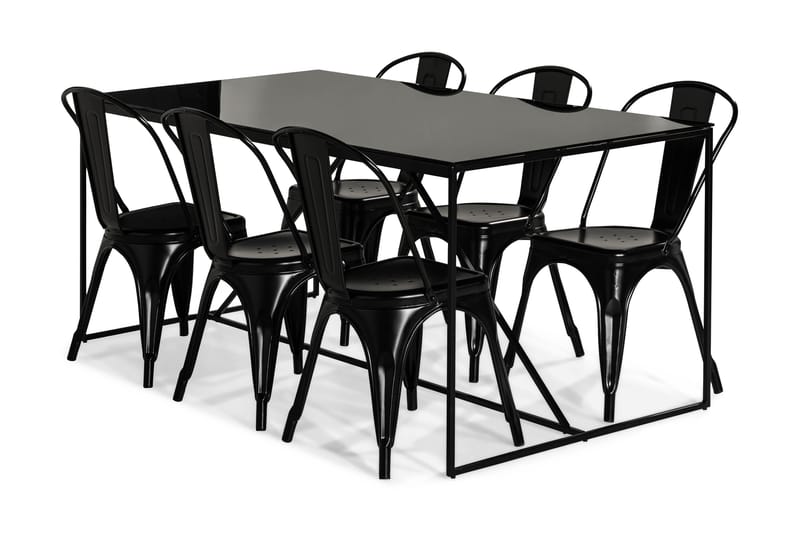 NIJOU Matbord + 6 Tami Stol Svart/Glas/Metall - Matgrupp & matbord med stolar