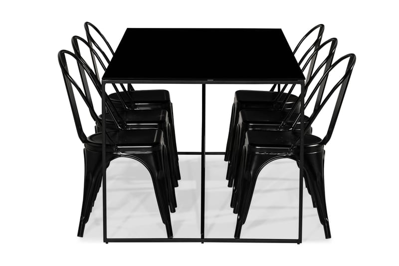 NIJOU Matbord + 6 Tami Stol Svart/Glas/Metall - Matgrupp & matbord med stolar