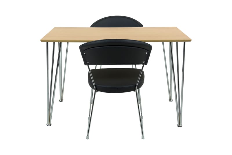 NINA Bord 120 Natur + 2 CELESTE Stol Svart - Möbler - Matplats - Matgrupp & matbord med stolar