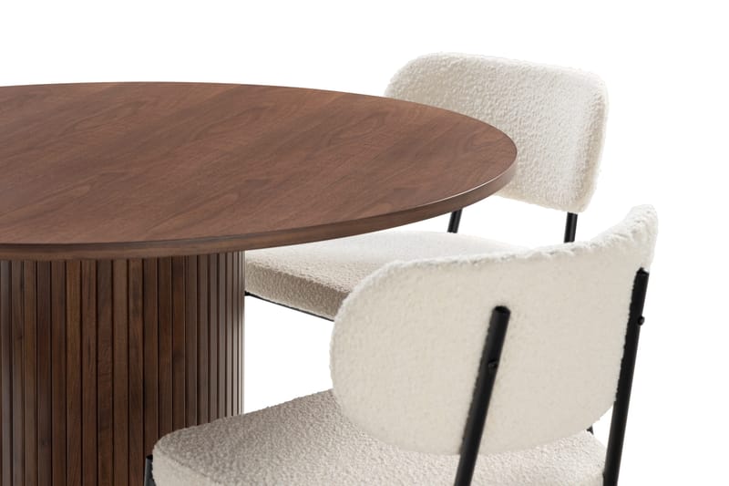 Noira Matbord 120 cm Massiv Valnöt Runt med 4st Gemmiano Mat - Brun - Möbler - Matplats - Matgrupp & matbord med stolar