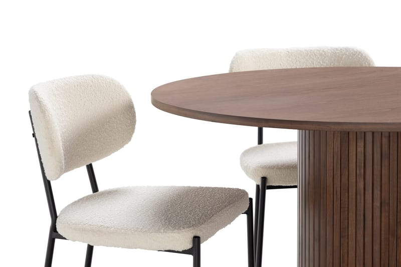 Noira Matbord 120 cm Massiv Valnöt Runt med 4st Gemmiano Mat - Brun - Möbler - Matplats - Matgrupp & matbord med stolar