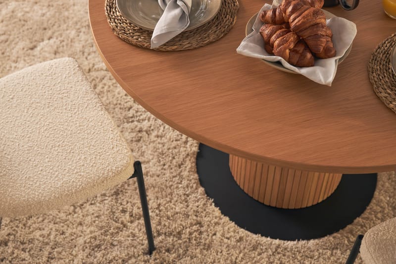 Noira Matbord 120 cm Massiv Valnöt Runt med 4st Gemmiano Mat - Brun - Möbler - Matplats - Matgrupp & matbord med stolar
