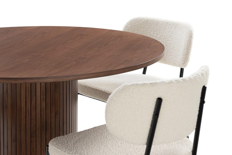 Noira Matbord 120 cm Valnöt Runt med 4st Gemmiano Mat - Möbler - Matplats - Matgrupp & matbord med stolar
