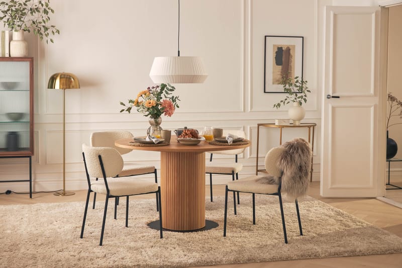 Noira Matbord 120 cm Valnöt Runt med 4st Gemmiano Mat - Möbler - Matplats - Matgrupp & matbord med stolar