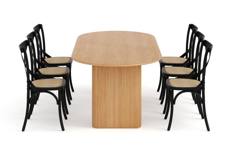 Noira Matbord 220 cm Ek med 6 Kalb Matstolar - Möbler - Matplats - Matgrupp & matbord med stolar