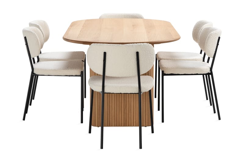 Noira Matbord 220 cm Ek med 6st Gemmiano Matstol - Möbler - Matplats - Matgrupp & matbord med stolar