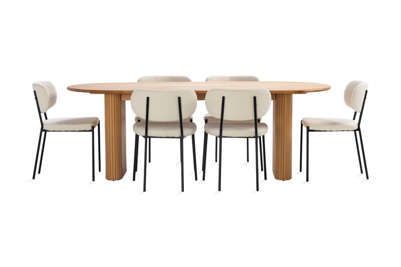 Noira Matbord 220 cm Ek med 6st Gemmiano Matstol - Möbler - Matplats - Matgrupp & matbord med stolar