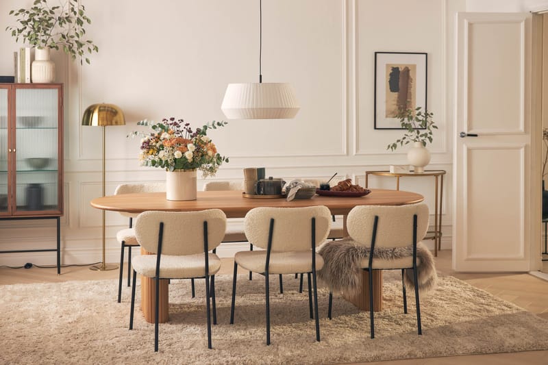 Noira Matbord 220 cm Massiv Ek med 6st Gemmiano Matstol - Natur - Möbler - Matplats - Matgrupp & matbord med stolar