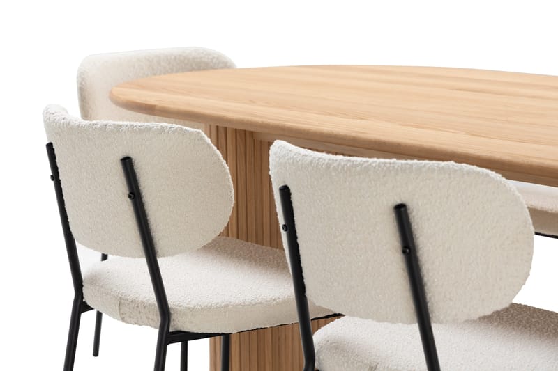 Noira Matbord 220 cm Massiv Ek med 6st Gemmiano Matstol - Natur - Möbler - Matplats - Matgrupp & matbord med stolar