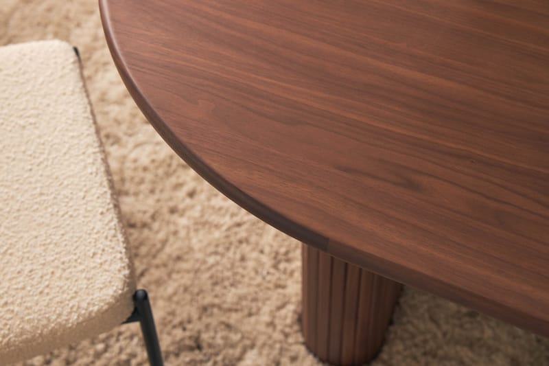 Noira Matbord 220 cm Massiv Valnöt med 6st Gemmiano Matstol - Brun / Teddy / Trä - Möbler - Matplats - Matgrupp & matbord med stolar