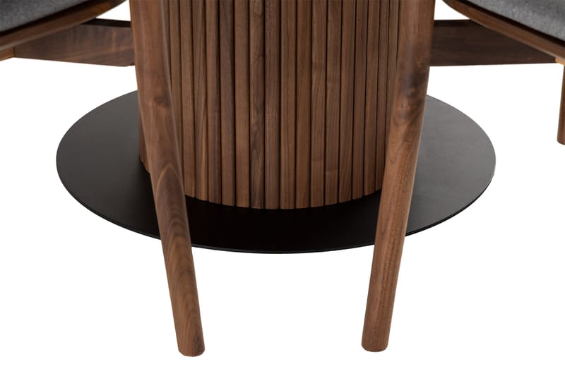 Noira Matgrupp 120 cm Runt Matbord med 4 Noira Stolar - Valnöt - Möbler - Matplats - Matgrupp & matbord med stolar