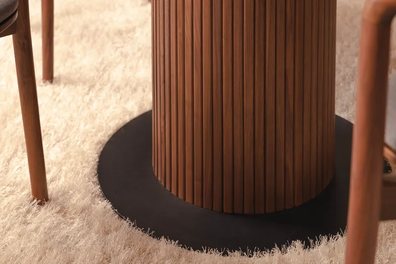 Noira Matgrupp 120 cm Runt Matbord med 4 Noira Stolar - Valnöt - Möbler - Matplats - Matgrupp & matbord med stolar